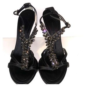 Giuseppe Zanotti Jeweled Grey Silk Sandals